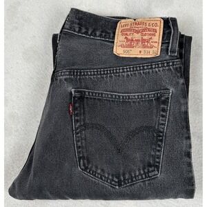 Levis‎ 505 Jeans Mens 33x32(32x31) Gray Charcoal Regular Straight Fit Y2K